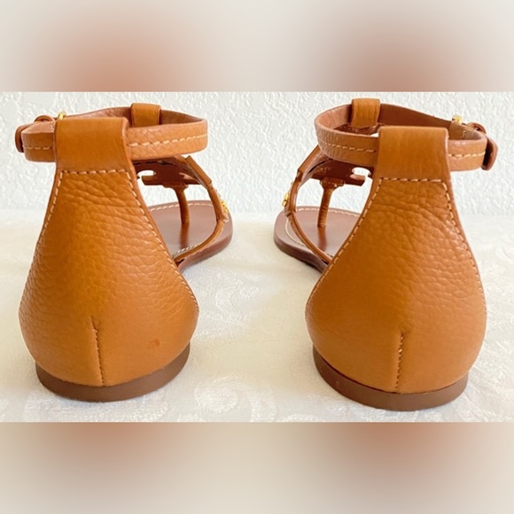 Tory Burch Women’s Phoebe Flat Thong Tumbled Leather in Royal Tan Size 7.5‎ - Picture 10 of 14